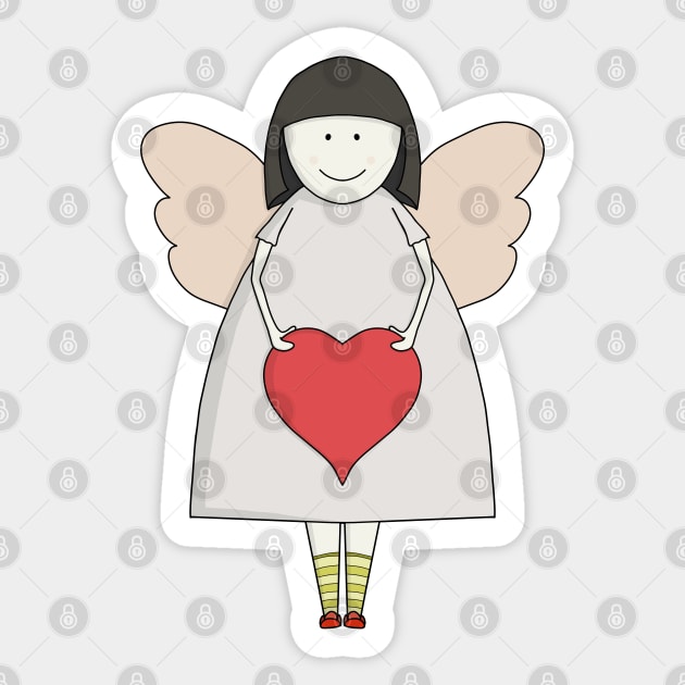 Little angel holding a heart Sticker by DiegoCarvalho